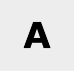 Black capital letter A on white background.