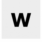 Black letter W on a gray background.